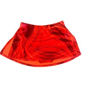 Mondor Red Swirl Glitter Figure Skating Dance Skirt Brief Skort P / S Mini